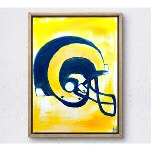 WS original ram football helmet painting 14X11 canvas abstract modern art